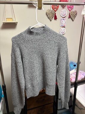 Cozy Gray Ribbed Turtleneck Sweater